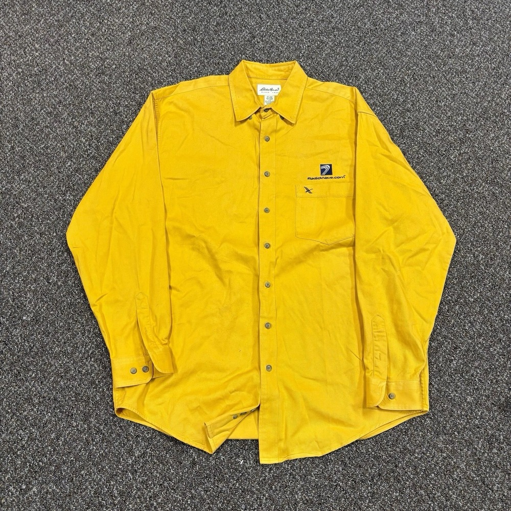 Vintage Eddie Bauer Button Up 2000s Radiowave Rare Yellow 2xl